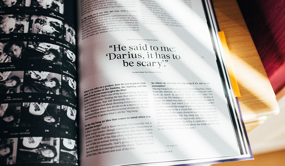  A page with a quote from Conversations with Darius Khondji. 