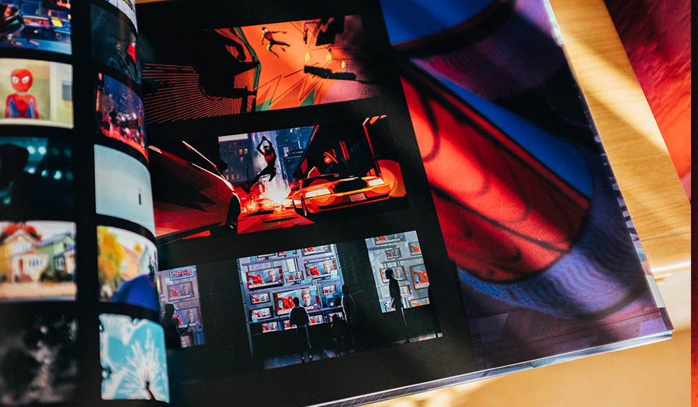 Inside the book showing a storyboard of The Art of the Movie. 