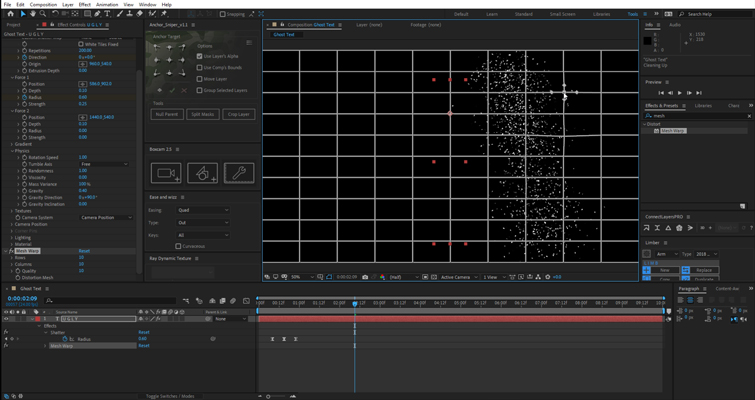 After Effects screenshot showing the Mesh Warp.