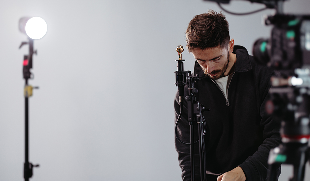 Foley Artist Setting up Microphone