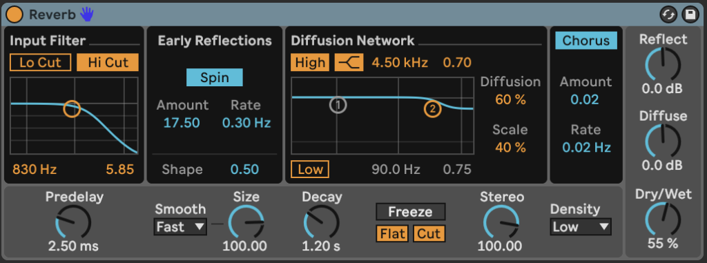 Ableton Live Reverb Plug-in.