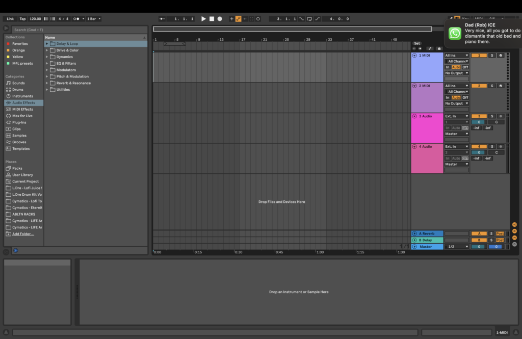 Screenshot of Ableton Live Arrangement view. 