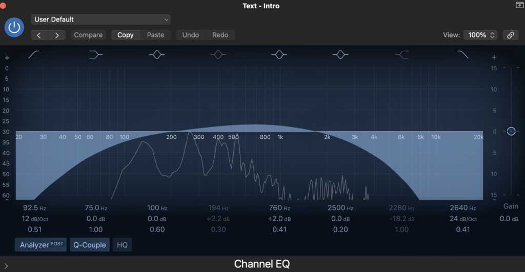EQ example in logic - audio equalisation