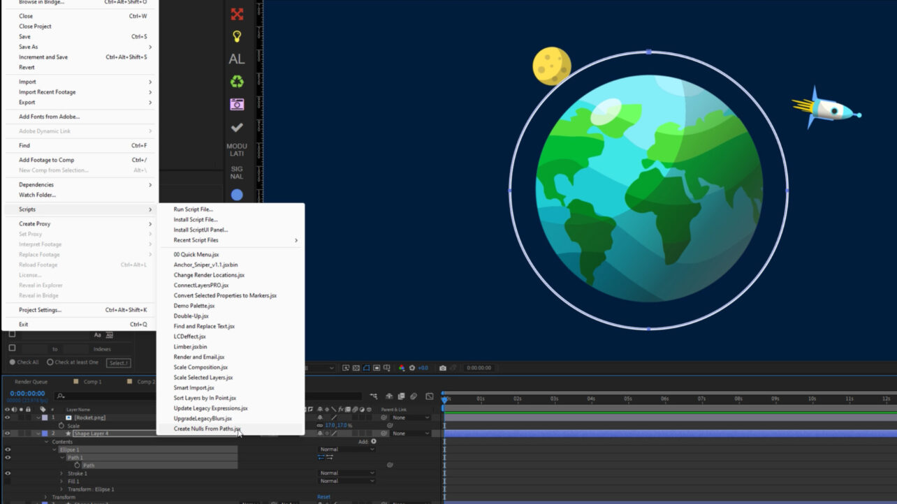 Fixing the Create Nulls from Paths Script Bug in Adobe After Effects